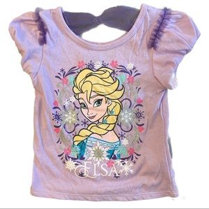 Disney Frozen, lavender T-shirt with Elsa on the front m. Purple ruffles, 24 mo.